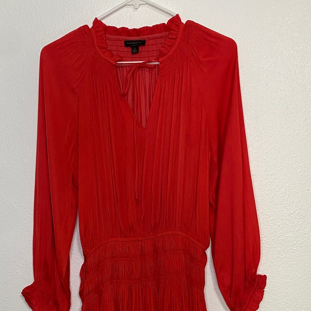 Chic Red Mini Dress with Tiered Skirt - Picture 3 of 15
